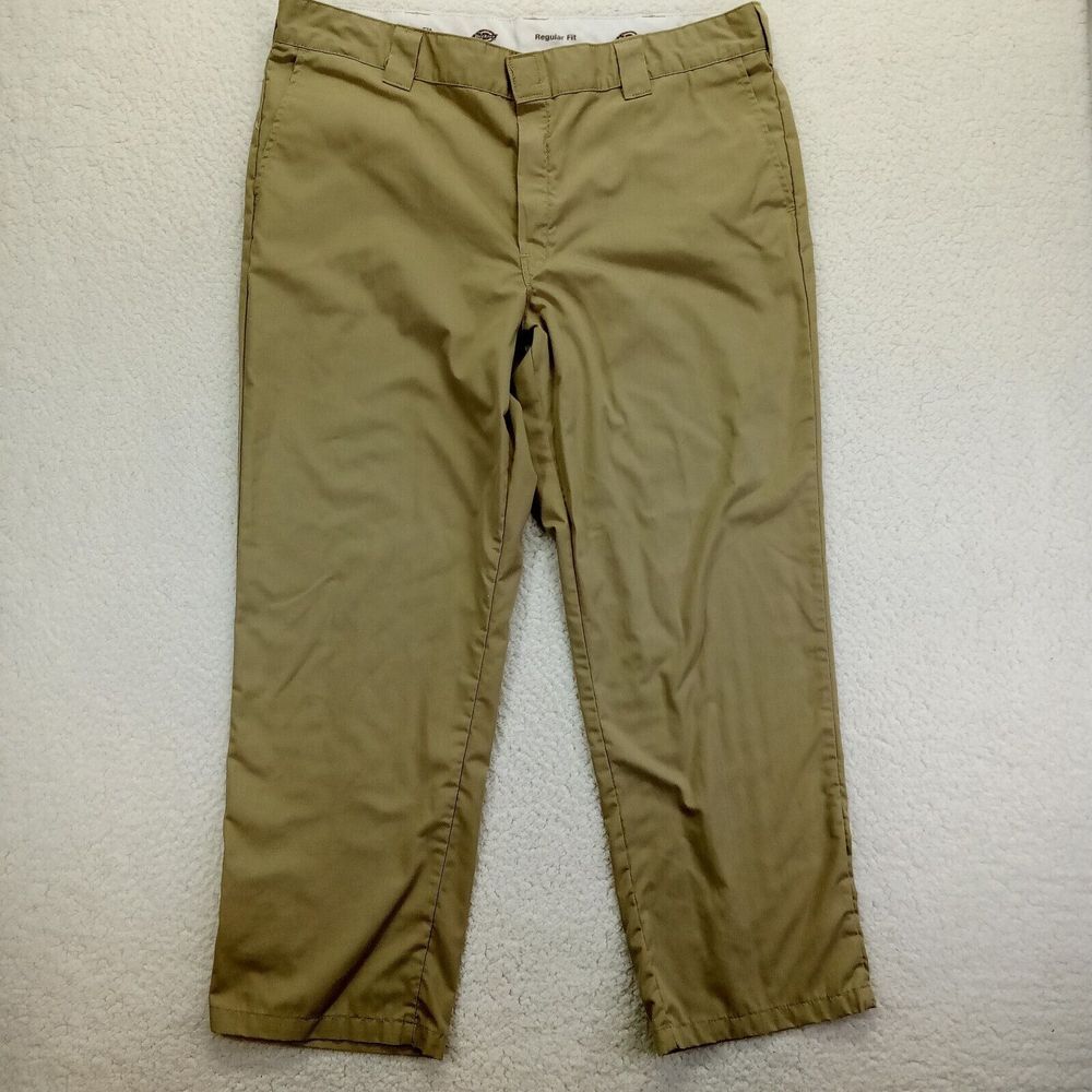 Dickies Regular Fit Work‎ Pnats Mens 42x30 Beige Polyester Blend Lightweight